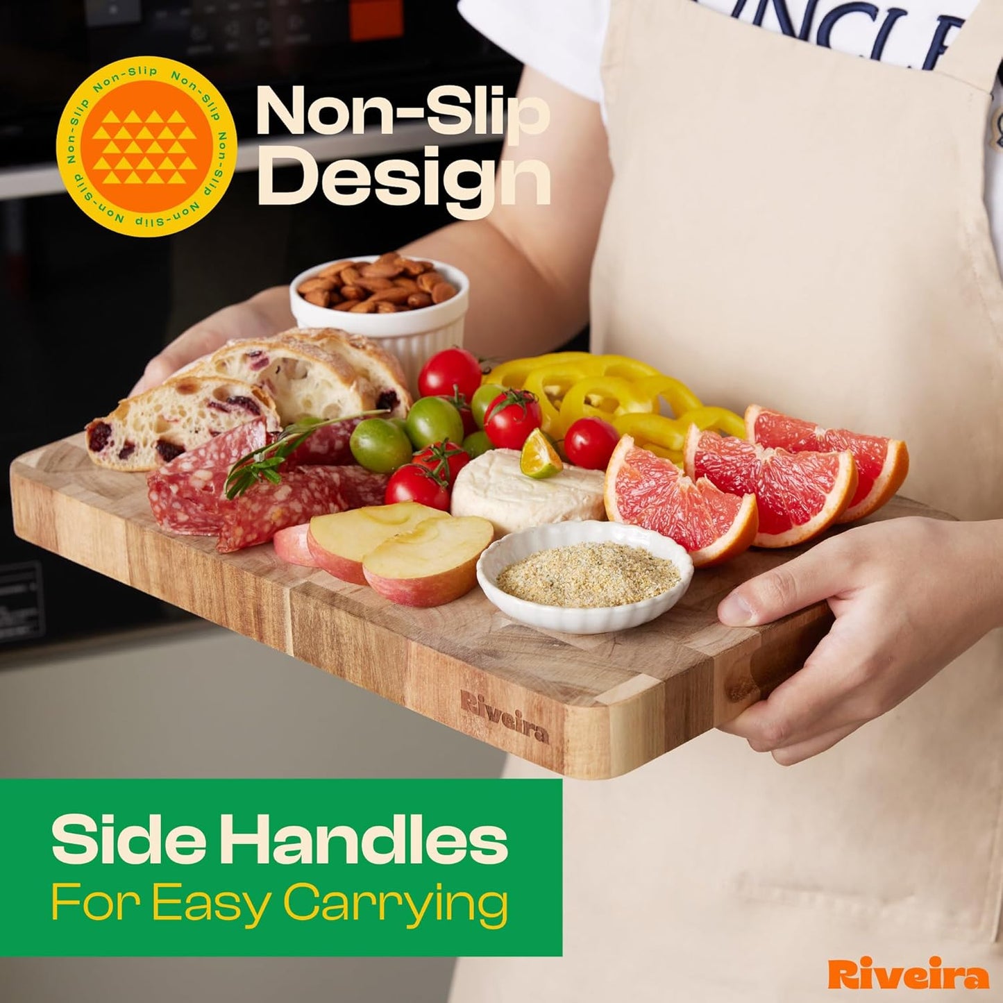 Riveira Acacia Wood Cutting Board – Gourmet Acacia Grandeur: 20 x 30 Wooden Cutting Board – Natural Wooden Cutting Boards For Kitchen Decorative – Innovative Juice Grooves Acacia Wooden Chopping Board