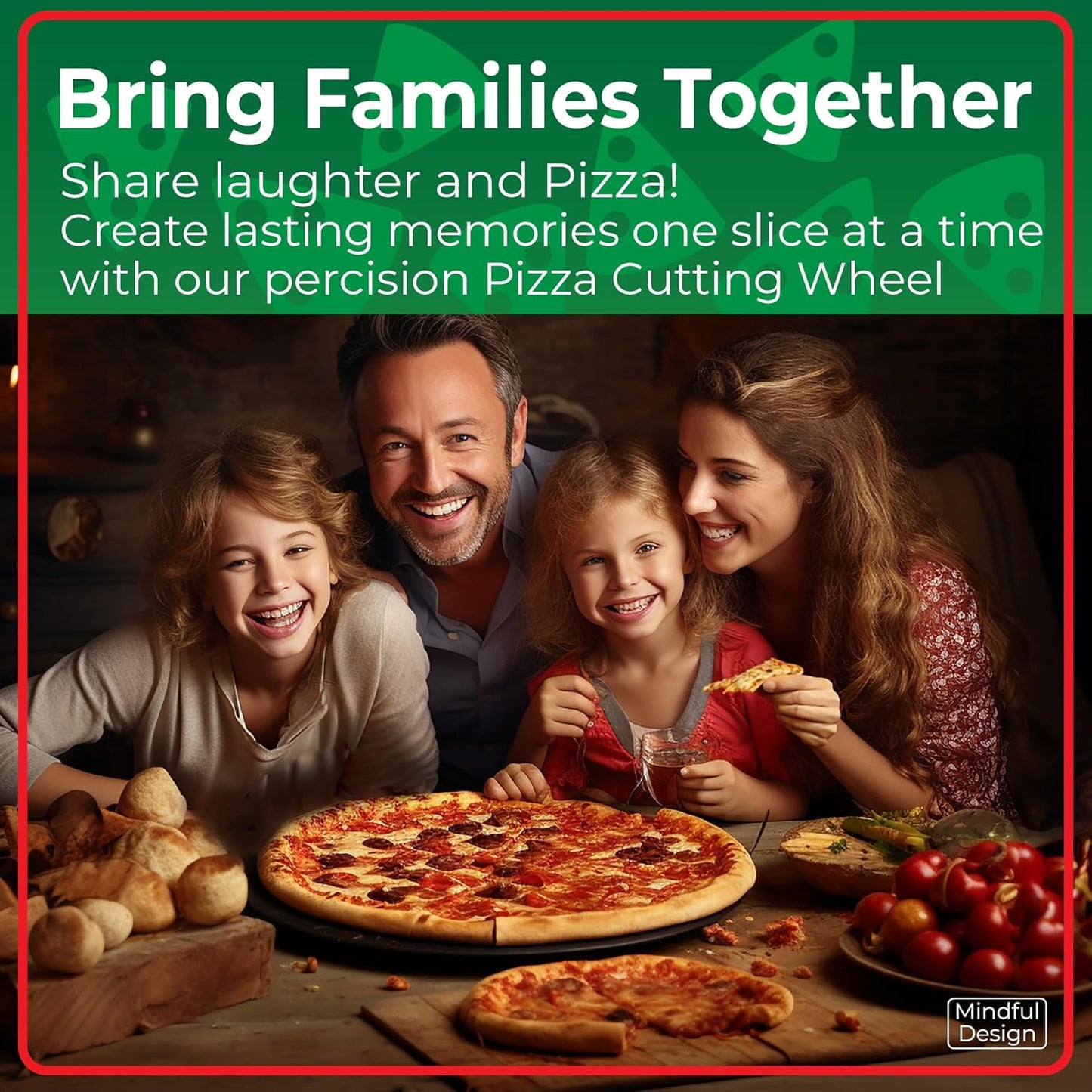 Mindful Design Pizza Cutter Wheel with Protective Blade Cover, Easy to Clean and Dishwasher Safe Ergonomic Pizza Slicer (Blue)