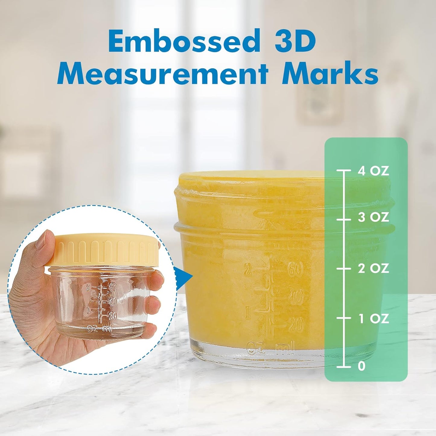 WILLDAN Glass Baby Food Storage Jars w/Lids (4 oz, 12 Pack Set) Snack, Puree, Reusable Small Containers, Breast Milk, Fridge or Freezer, Microwave & Dishwasher Safe, Essential Must Have for Infants