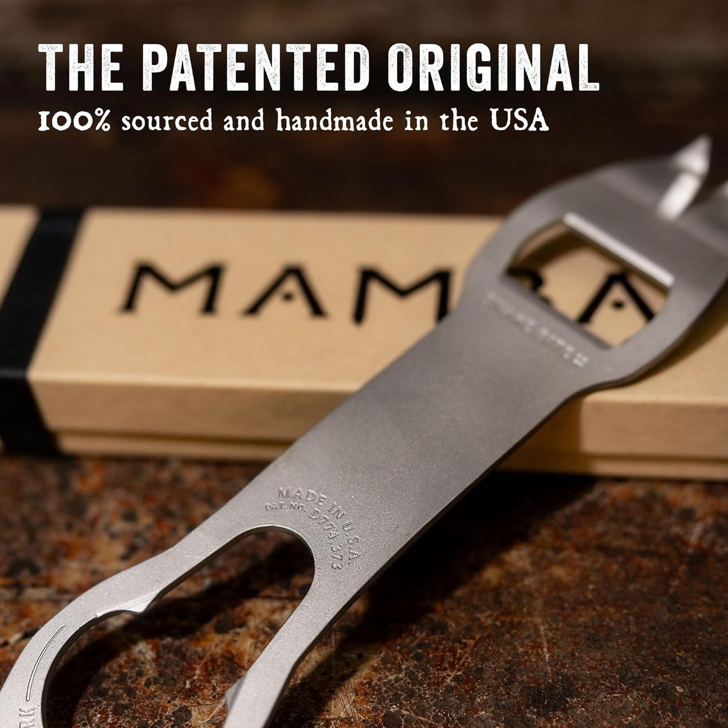 The Mamba Bottle Opener & Bartending Tool – 100% USA-Made, Patented Stainless Steel Bar Key – Flat Bottle Opener for Bartenders, Pour Spout Remover, Church Key Can Punch by Snake Bite