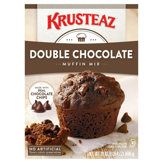 Krusteaz Muffin Mix, Double Chocolate Muffin Mix, Made with Real Chocolate Chips & No Artificial Flavors, Colors or Preservatives, 20 Ounce Box (Pack of 4)