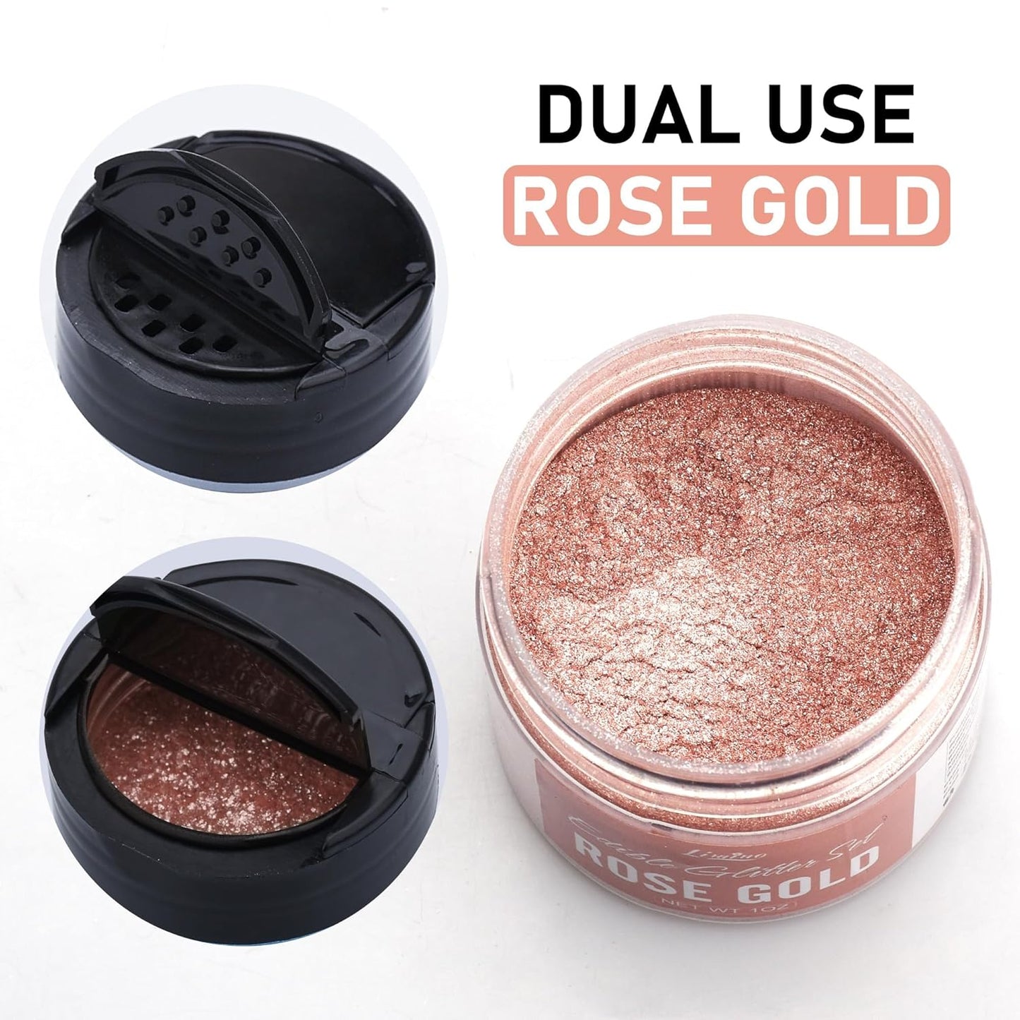 Edible Glitter - 30g Edible Luster Dust Metallic Food Grade Coloring Glitter for Drinks, Baking, Cake Decorating - Edible Dust Powder Shimmer Sprinkle Powder for Icing, Cocktail, Candy (Rose Gold)