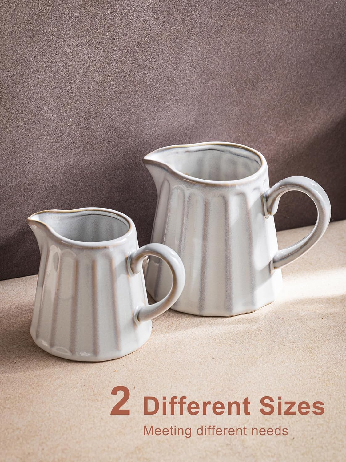 Ceramic Creamer Pitcher,17 Oz Coffee Creamer Container with Handle, Small Milk Pitcher Pourer for Sauces, Salad, Cream White