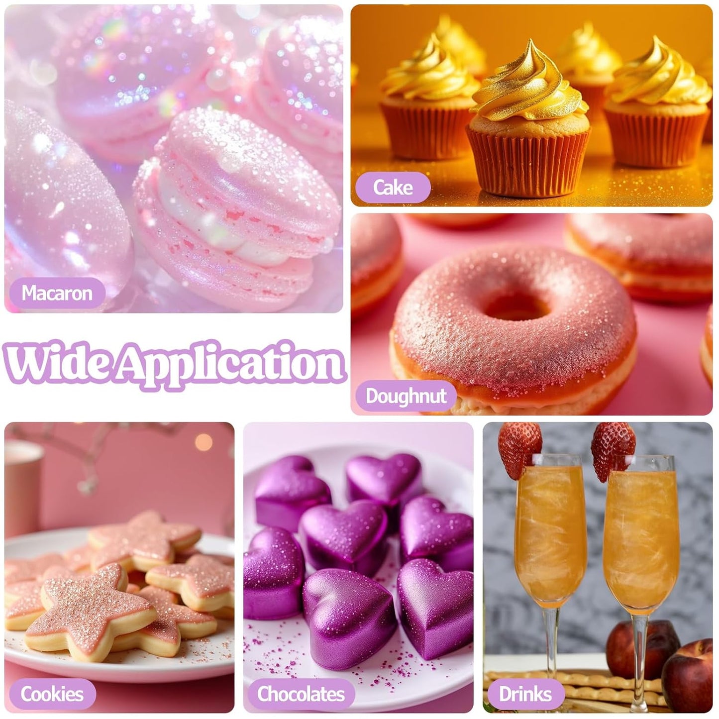 Nomeca Edible Glitter for Drinks Cakes, 8 grams Food Grade Luster Dust Sprinkles Glitter for Cake Decorations, DIY Cocktails, Beverages & Cake Decorating, Dessert Cake Topper (3-Iridescent)