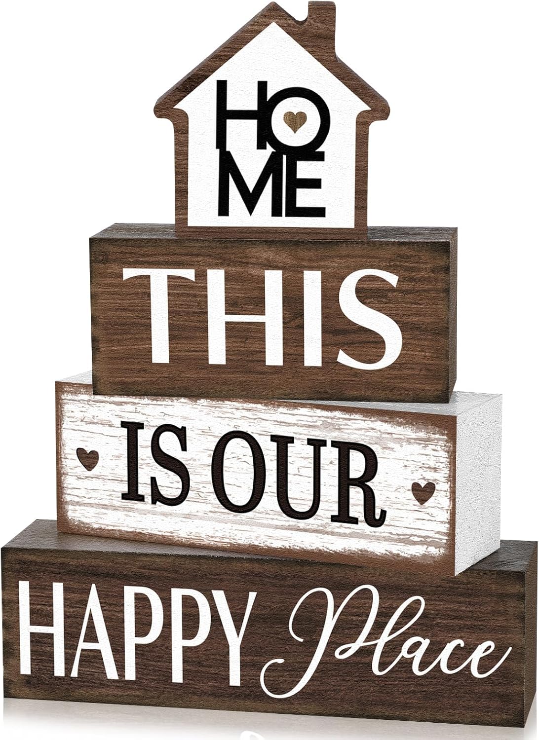 Farmhouse Wooden Tabletop Decor Rustic There's No Place Like Home Table Centerpiece Home Wood Blocks Sign Gifts Farmhouse Tiered Tray Decor for Kitchen Table Shelf Desk Mantel Decoration