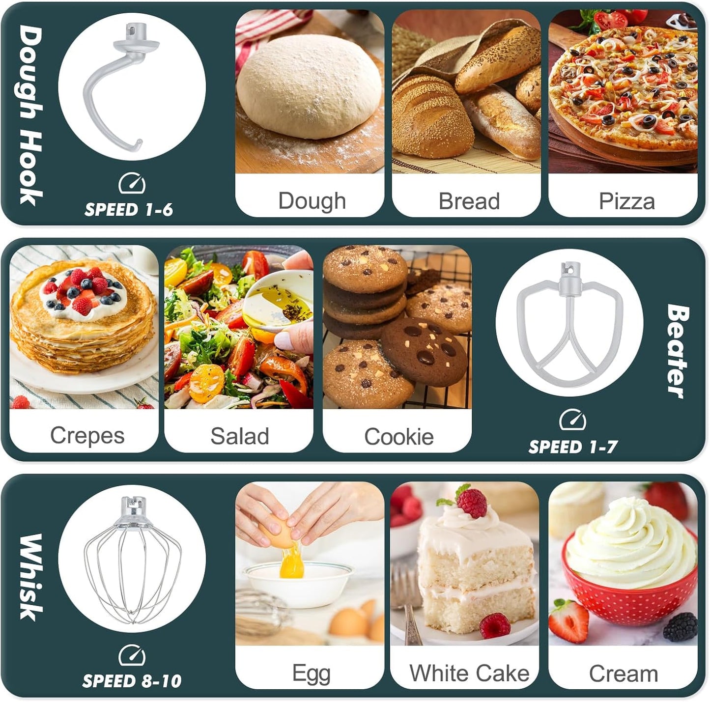 Kitchen in the Box Stand Mixer, 3.5 QT Small Electric Kitchen Mixer, 10-Speed Portable Lightweight Food Mixer with Stainless Steel Bowl, Egg Whisk, Dough Hook, Beater (Dark Green)