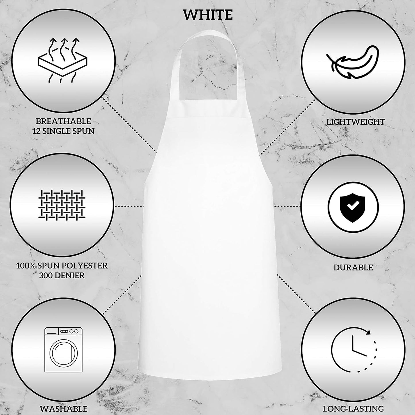 GREEN LIFESTYLE 120 Pack Professional Chef Apron – Grilling Aprons for Men, Waterproof Cooking Apron for BBQ, Work or Restaurant Use, Kitchen Aprons for Women – White, No Pockets