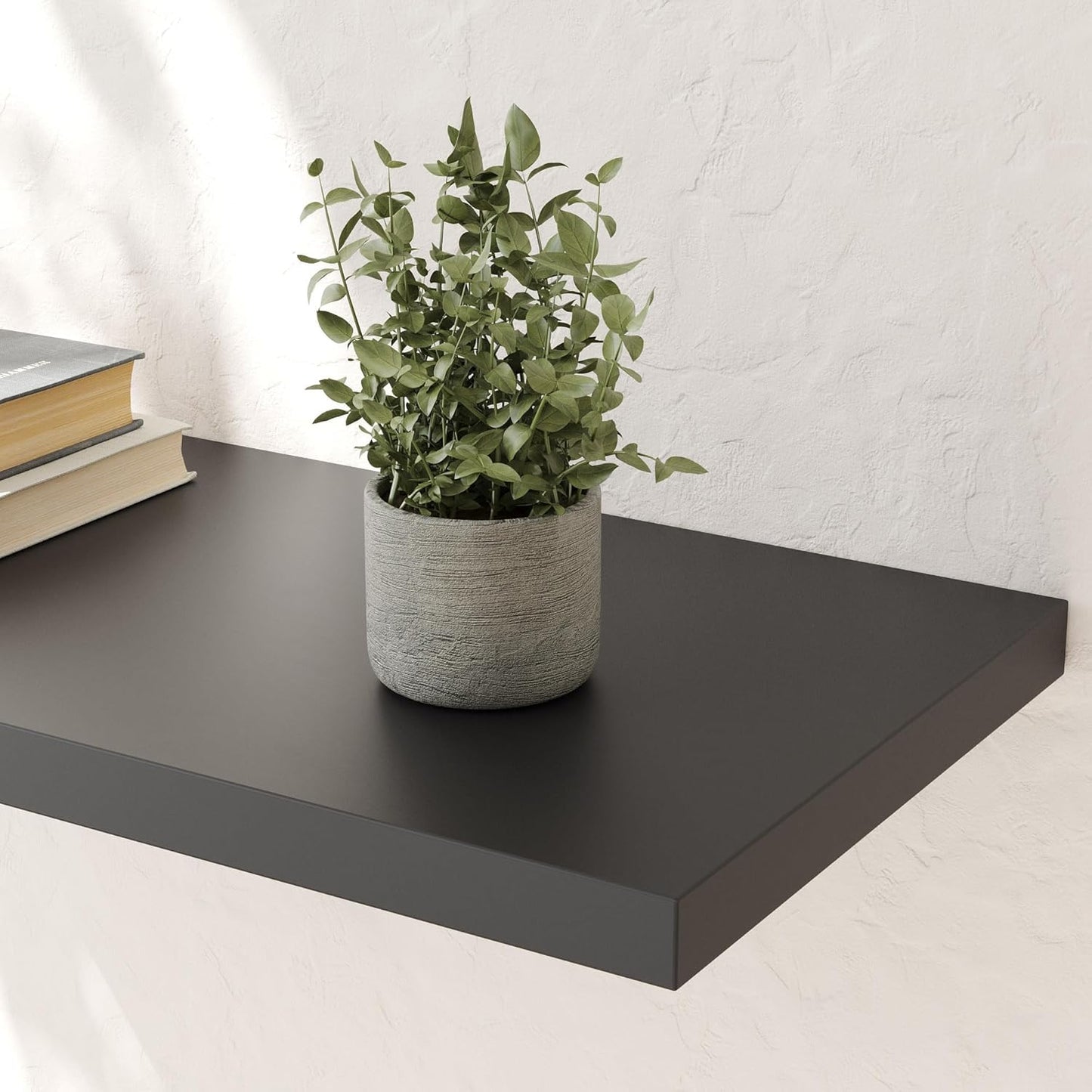 Wall Shelf Set of 1, Black Floating Shelves 30 in W x 10 in D x 1 in H, Wooden Floating Wall Shelf with Invisible Brackets for Living Room/Bedroom/Bathroom/Kitchen Storage and Decor