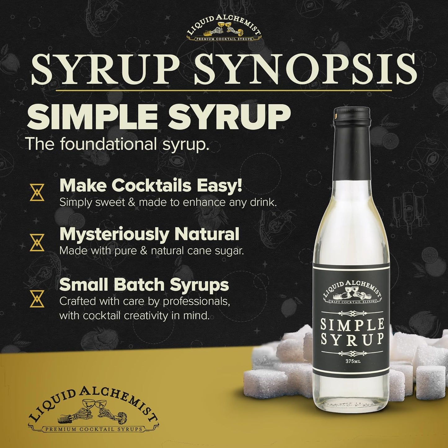 Liquid Alchemist Simple Syrup for Cocktails - Real Ingredients Make our Simple Sugar Syrup the Perfect Old Fashioned Mix - Non-GMO, Gluten Free & Vegan (25 oz)
