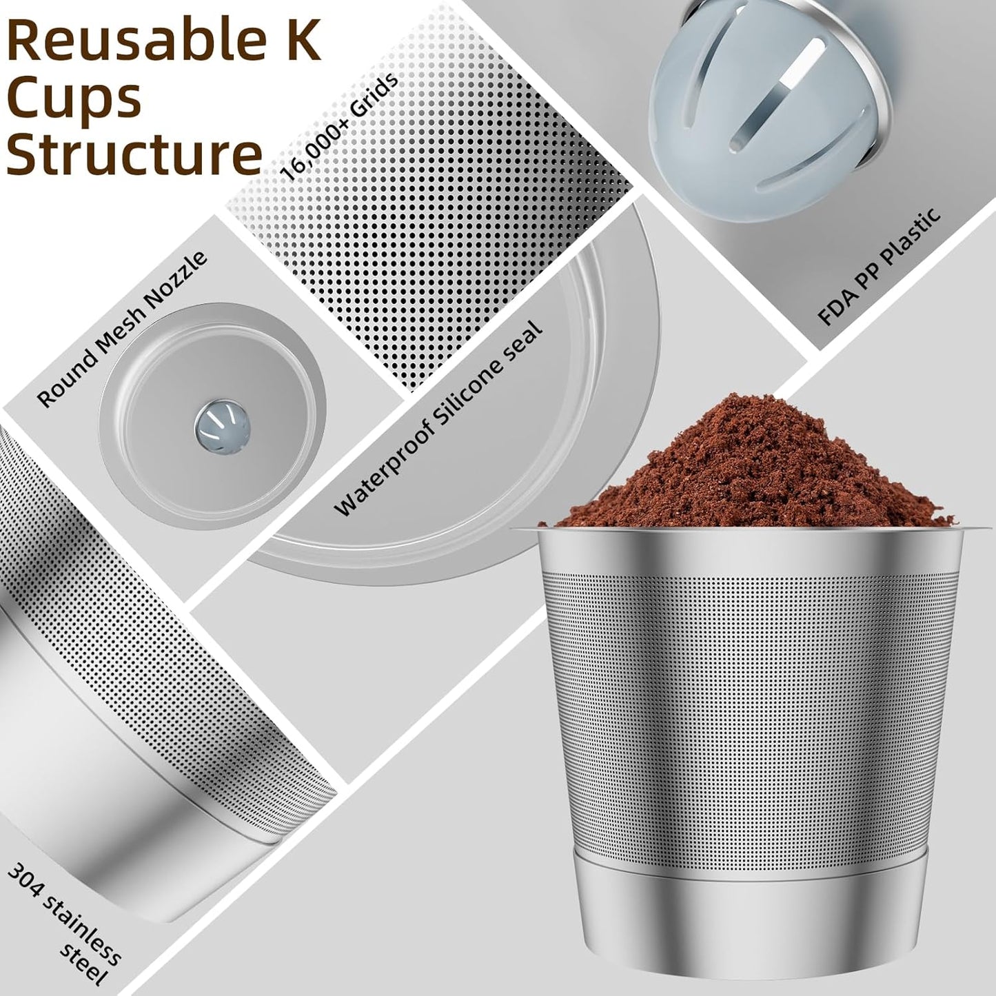 2 Pack Reusable K Cup Coffee Pods, Universal Stainless Steel Refillable K Cup Coffee Filters for Keurig 1.0 and 2.0 Coffee Makers