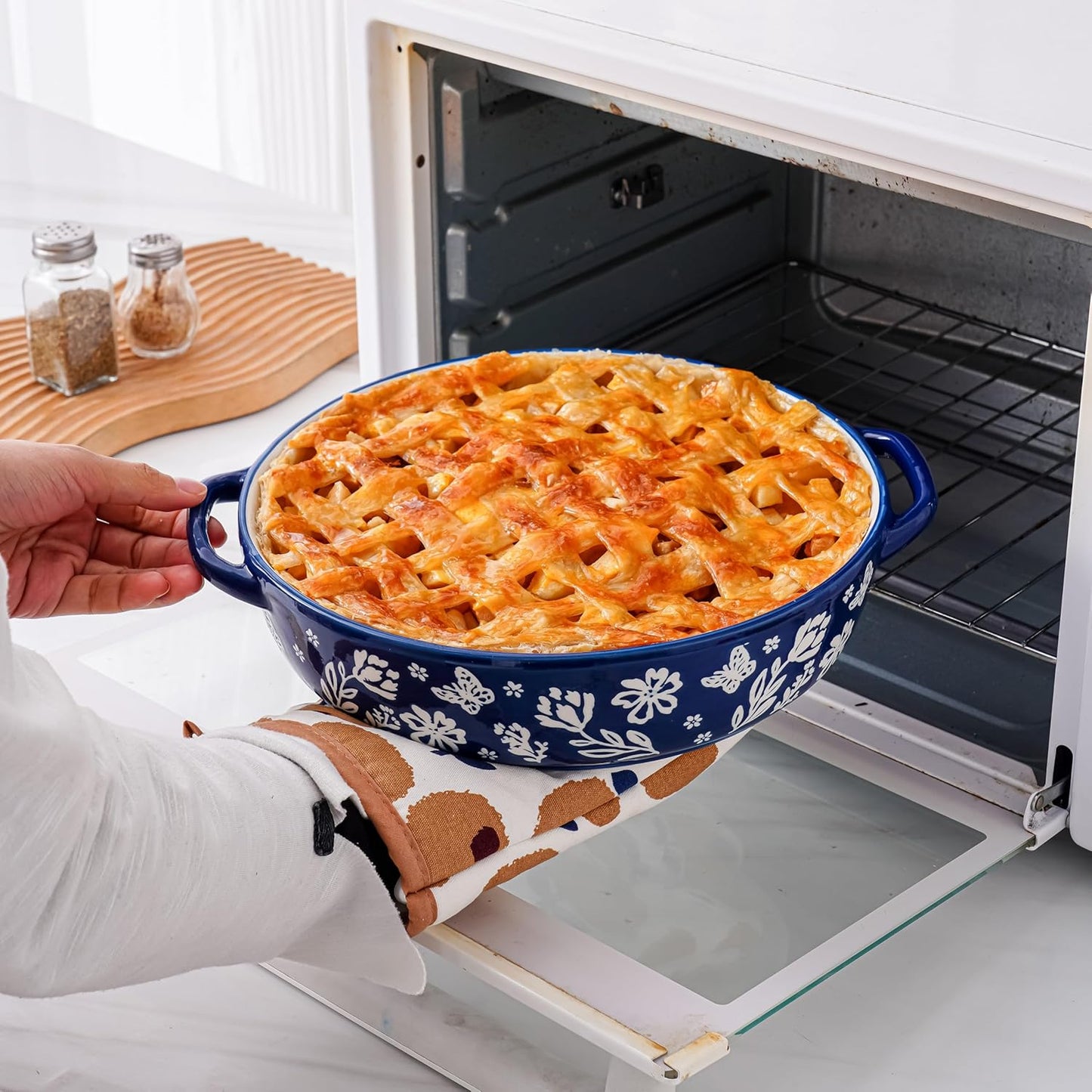 Wisenvoy Pie Pan Ceramic Pie Dish 9.8 Inches Pie Plate Porcelain Deep Dish Pie Pan Non-Stick Pie Pans