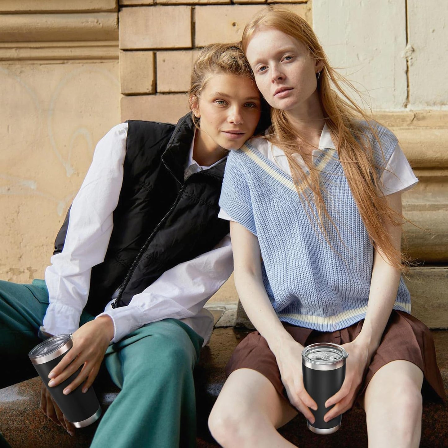 20 oz Tumbler with Lid Stainless Steel Insulated Tumblers Bulk Double Wall Vacuum Cups Powder Coated Travel Mug Keep Drink Cold and Hot, Black, 8 Pack