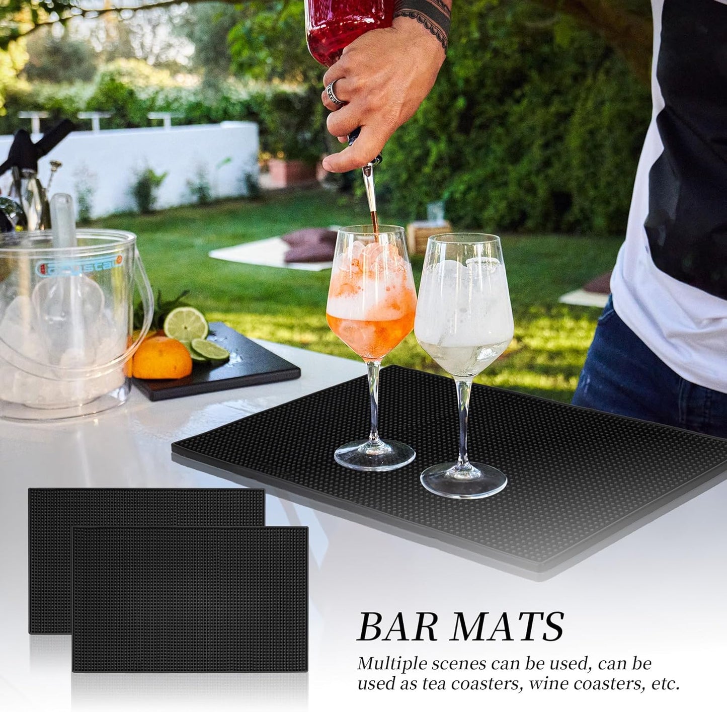 6 Pcs Rubber Bar Mat for Countertop 18 x 12 Inch Coffee Bar Mats Non Slip Silicone Bars Mats for Bartending,Drying Spill Mats for Restaurants,Black