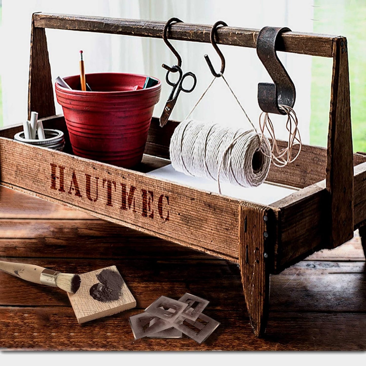 HAUTMEC Vintage Aluminum Letters Stencils, A to Z Aluminum Stencils & Holder, 2"(50mm) Letters, Shop Stencil, Advertising Stencilling, Craft-Printing, Reusable HD00001