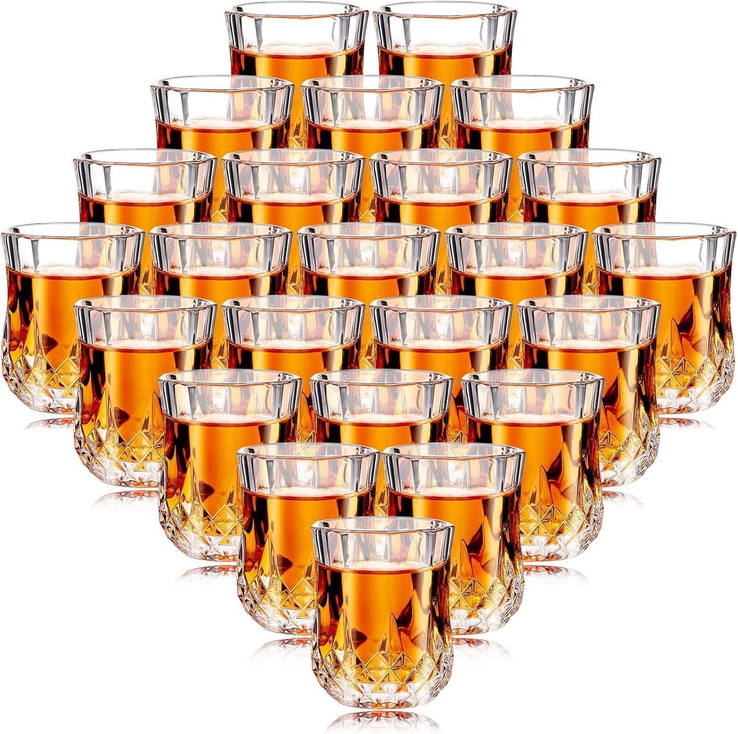 Meanplan 1.7oz Mini Shot Glasses Set Tasting Glasses Heavy Base Clear Shot cup Cute Cordial Mini Wine cups for Serving Whiskey, Wine, Juice(24 Pieces)