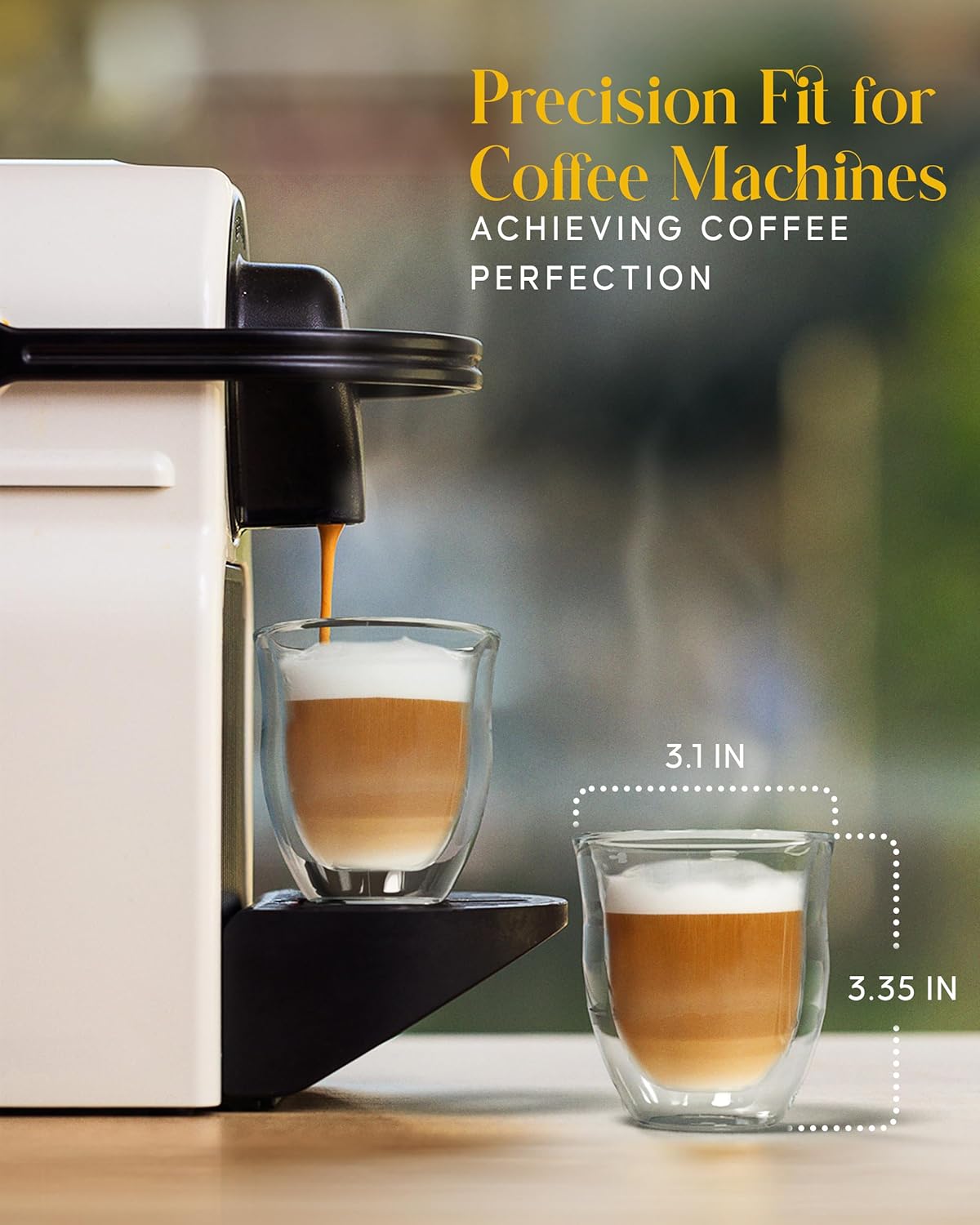 Kitchables Double Walled Glass Coffee Mugs Set of 4, 6oz Insulated Glass Coffee Mugs for Cappuccino, Latte, Tea, Espresso - Demitasse Latte Cup - Tazas Para Cafe