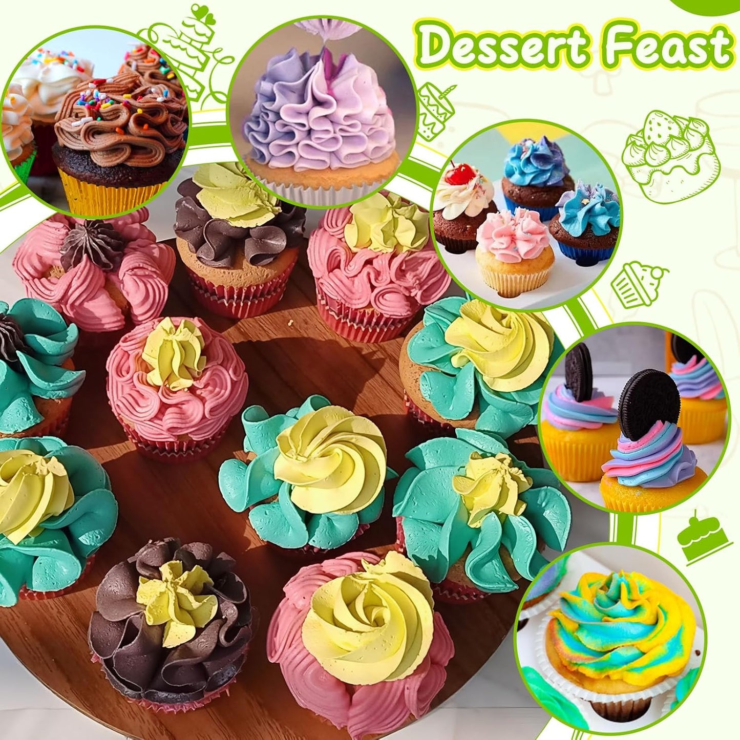 Suuker Ball Russian Piping Tips Lace Mold Pastry Cake Decorating Tool, Stainless Steel Cream Butter cream Cake DIY Baking Pastry Tools (3 Pieces)