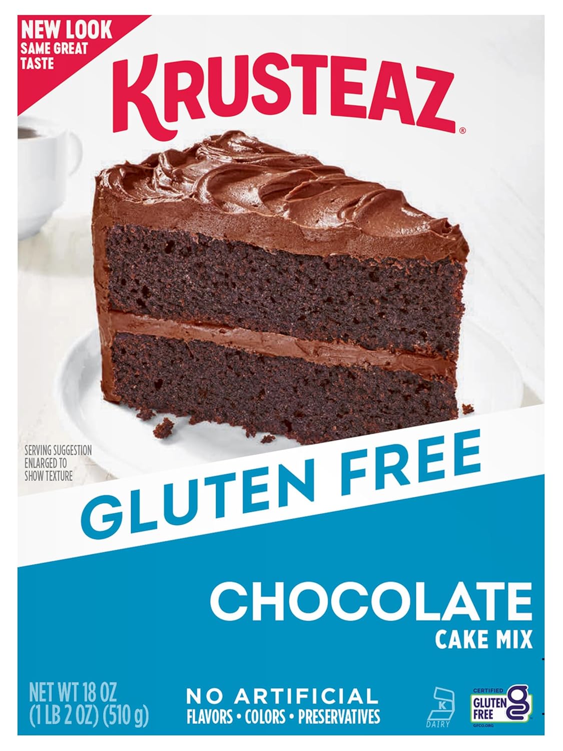 Krusteaz Gluten Free Chocolate Cake Mix, No Artificial Flavors, Colors, or Preservatives, 18 Ounce(Pack of 4)