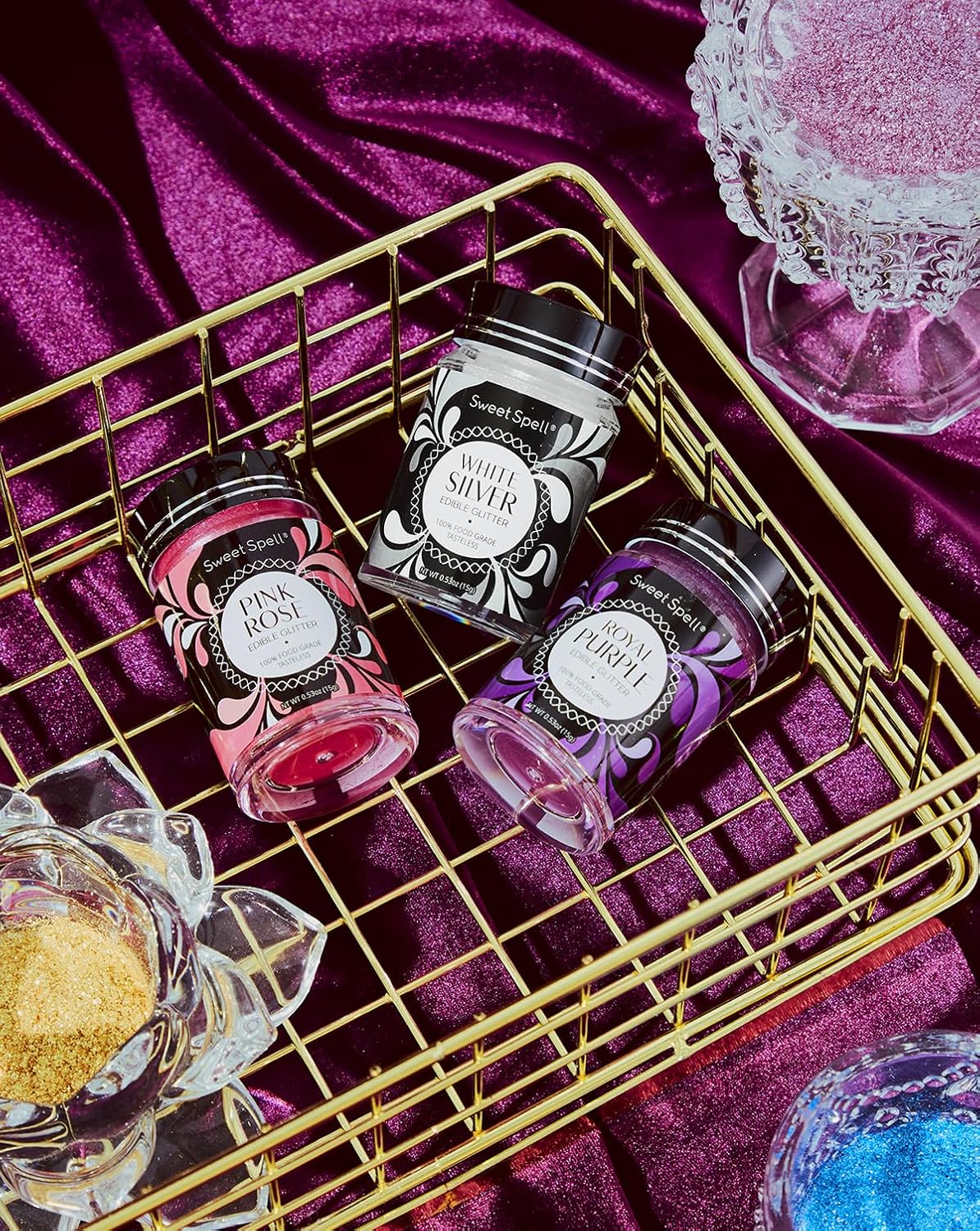 Sweet Spell Edible Glitter (15g) - Shimmer Sparkles for Drinks, Cakes, Cocktails - 100% Edible & Food Grade Glitter, Vegan, Gluten-Free (White Silver)