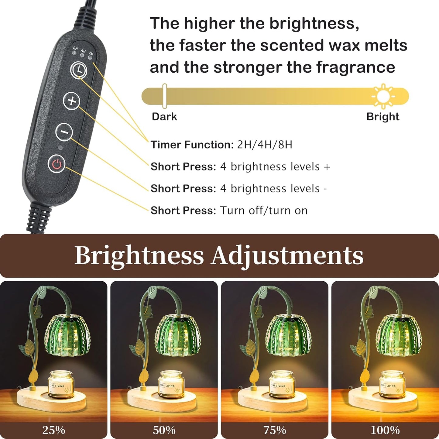 Flower Candle Warmer Lamp with Timer,Dimmable Candle Lamp Warmer,Adjustable Height Candle Warmer for All Jar Candles,Bedroom Living Room Home Decor Aesthetic Christmas Birthday Gifts for Women