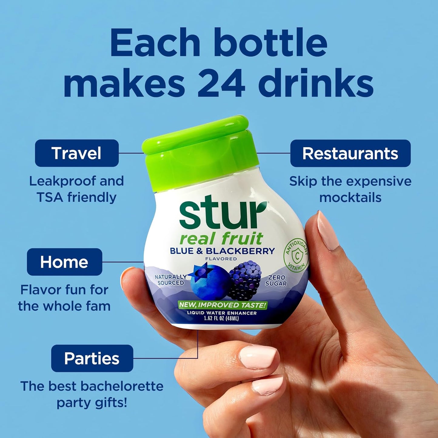 Stur Liquid Water Enhancer | Classic Variety Pack | Naturally Sweetened | High in Vitamin C & Antioxidants | Sugar Free | Zero Calories | Keto | Vegan | 5 Bottles, Makes 120 Drinks