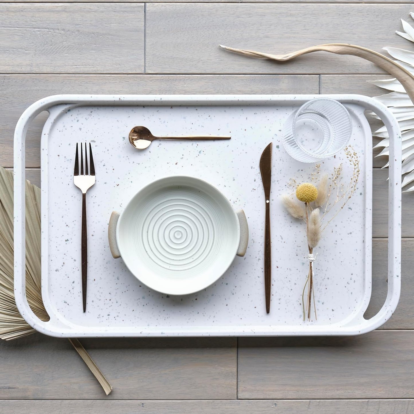 LINE+ARC Waterproof, Easy-to-Clean, 18"x12" Serving Tray Extra Large Handles (Mint) 100% Food-Grade Melamine for Breakfast, Dinner, Bed, Tea, Crafts, Decorative, TV, Couch, Outdoor, Patio