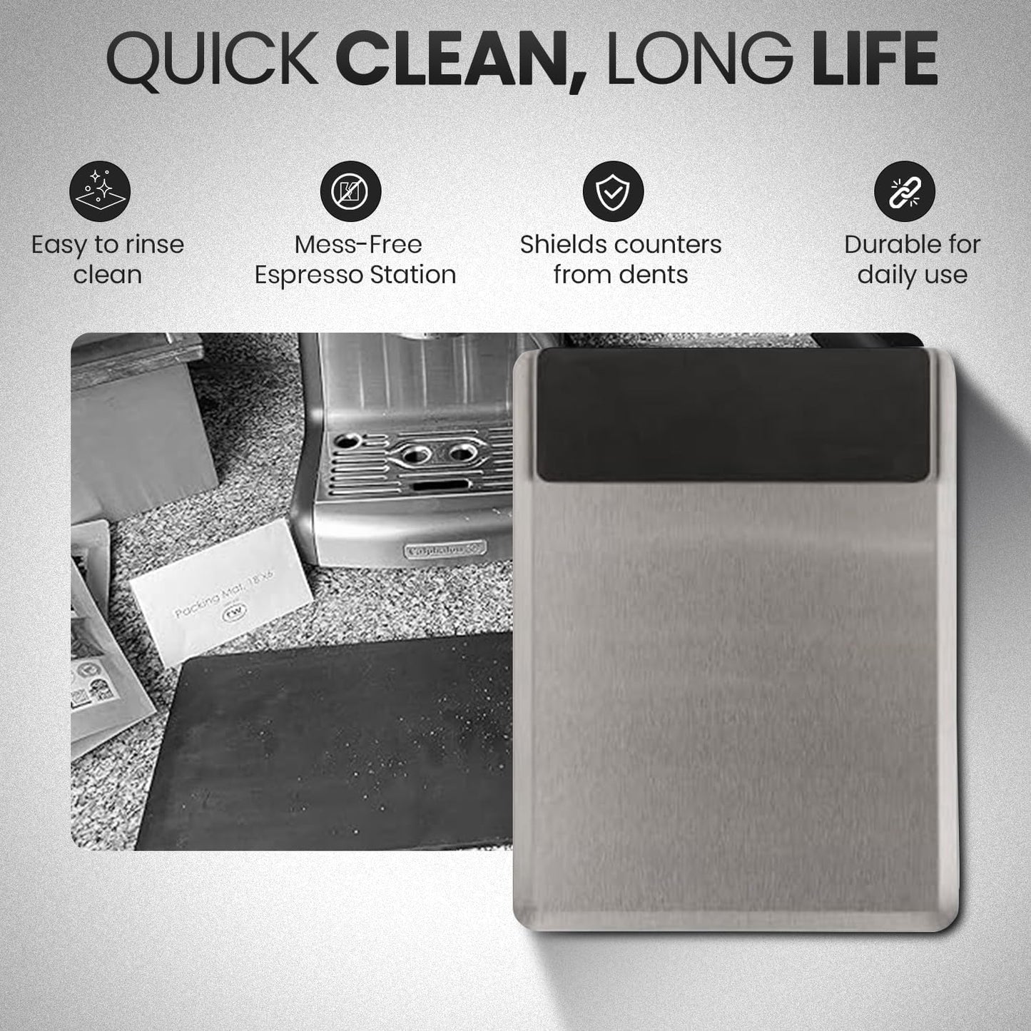 Rattleware Grinder Tray with Tamping Mat - Mess-Free Coffee Experience, Easy Clean, & Sleek Design for The Espresso Enthusiast (13" x 9.75")