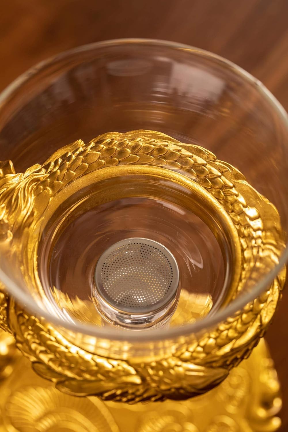 Glass Teapot Set with Infuser Semi Automatic Dragon Tea Set (Golden teapot)