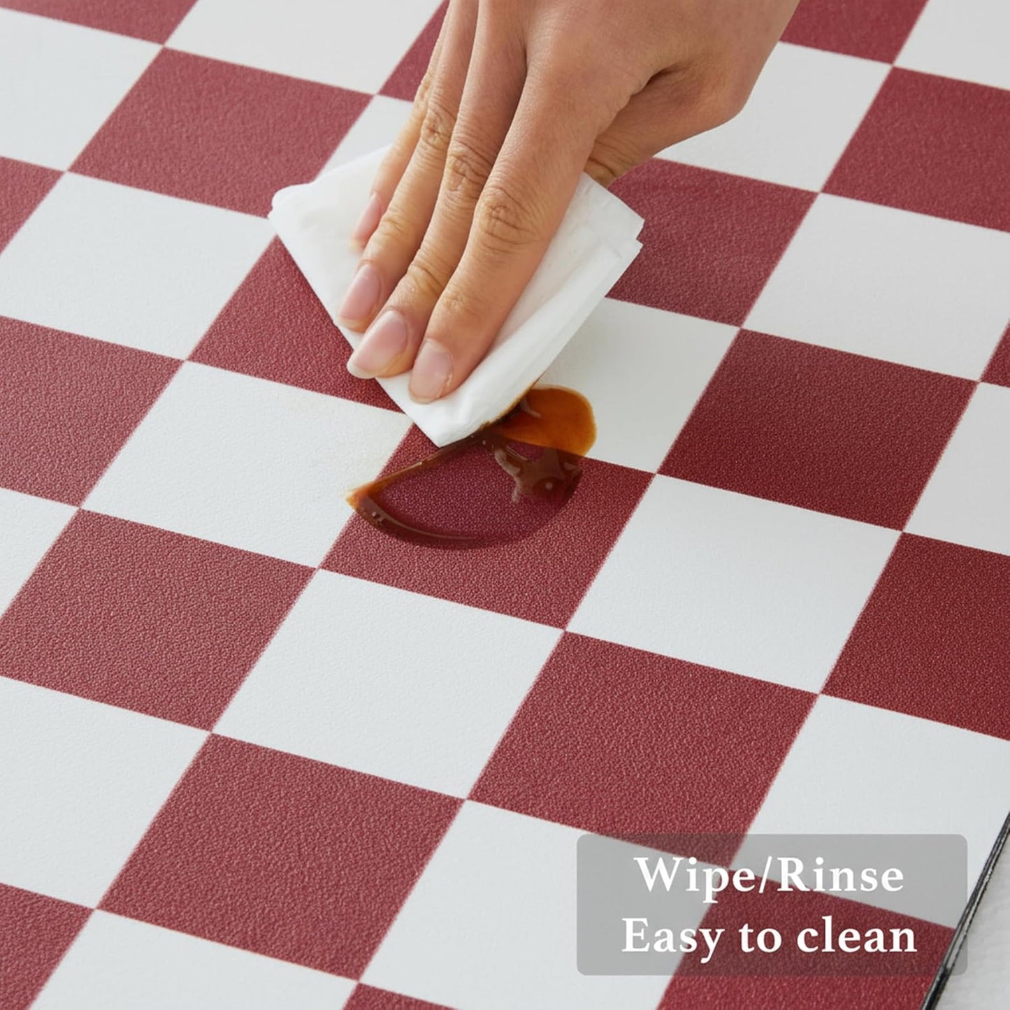 Checkered Dish Drying Mat for Kitchen Counter, Coffee Bar Station Accessories, Retro Cute Aesthetic Modern Absorbent Drainer Mat Kitchen Drying Mat Easy Clean (Red, 24" x 16")