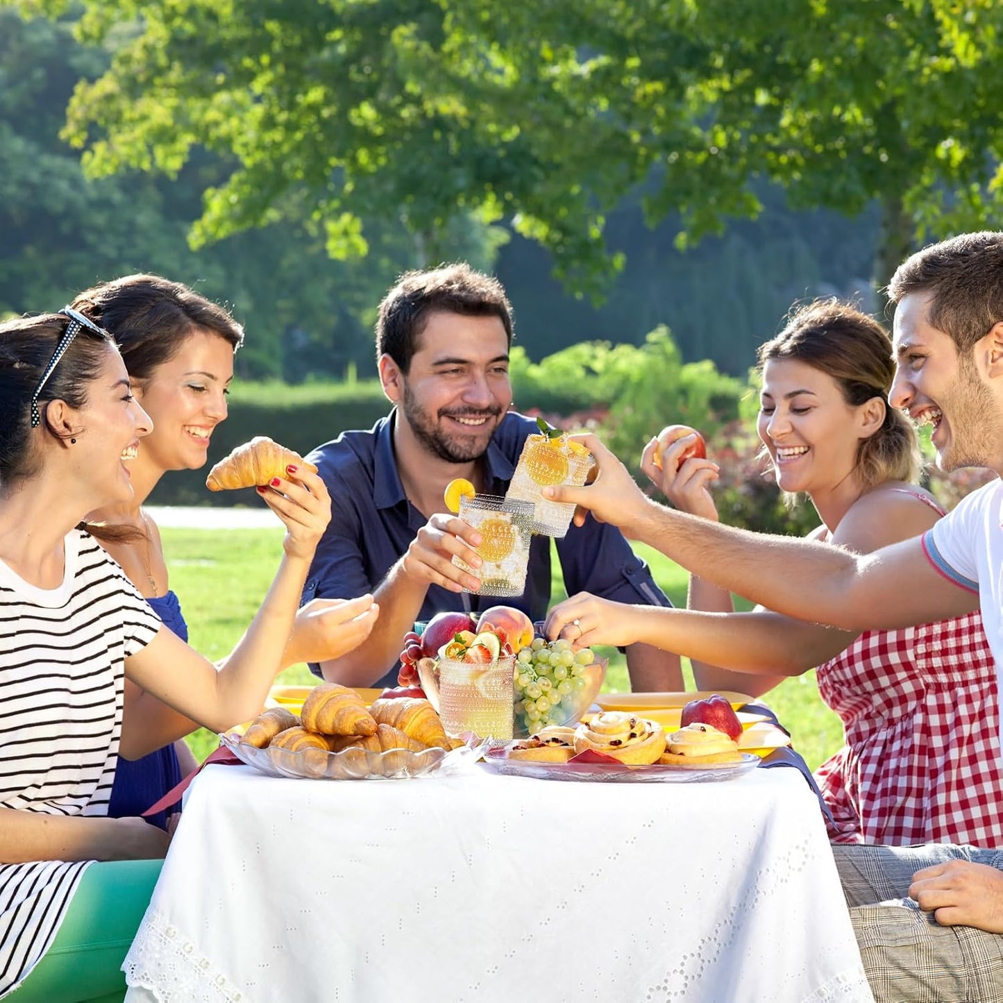 Hobnail Drinking Glasses，12 oz Glasses Drinking Set of 6，Vintage Glassware，Whiskey/Cocktail/Juice/Beer/Water/Kitchen Glasses for Bar Tumbler Glassware，Vasos De Vidrio Glass Cups Set for Mixed Drinks