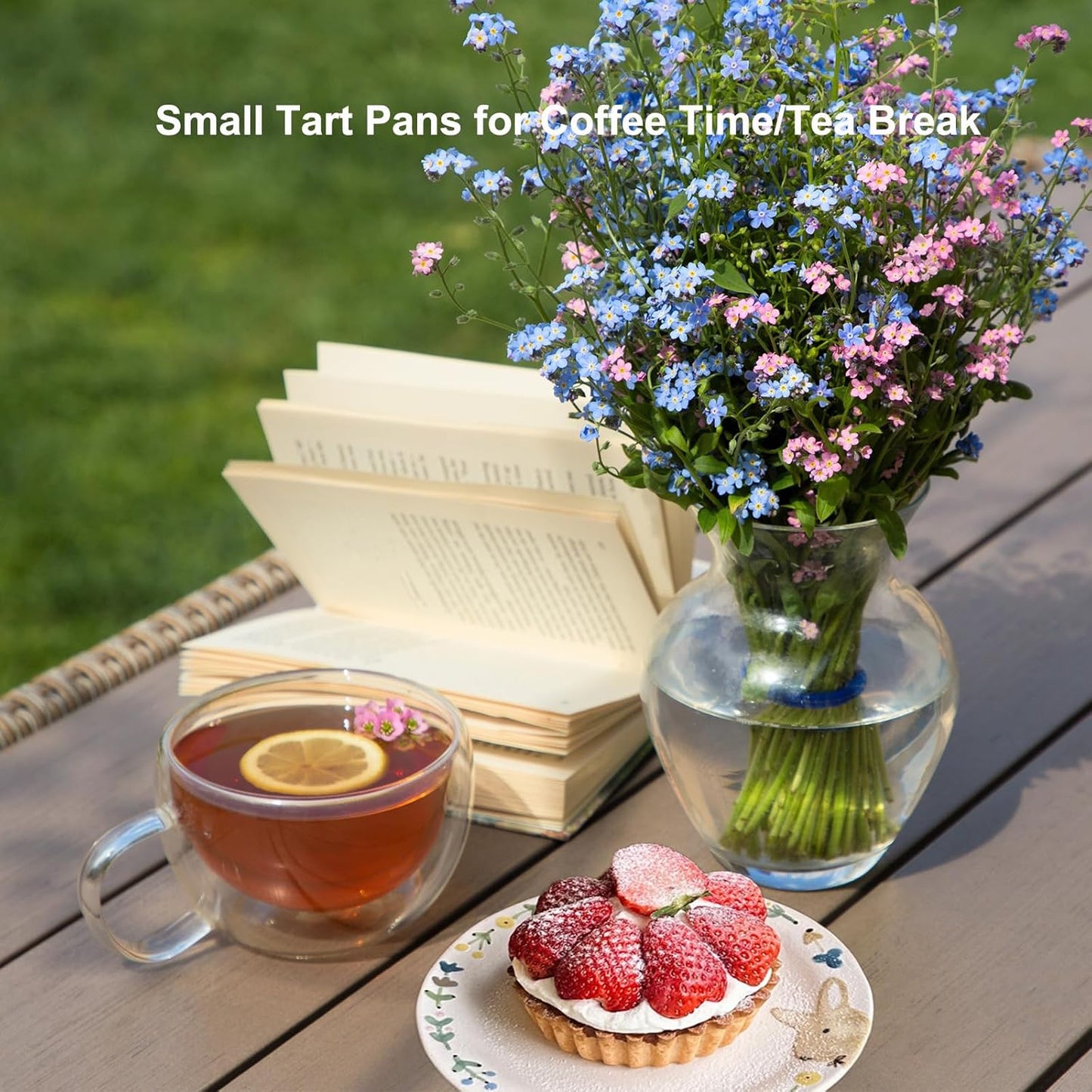 11 & 9 Inch Round Tart Pans with 2Pcs 4'' Mini Pans. Removable Bottom, Non-Stick Coating, Rugged Carbon Steel for Tart Quiche Pie Making. Gift for Christmas Thanksgiving Party Festival Family