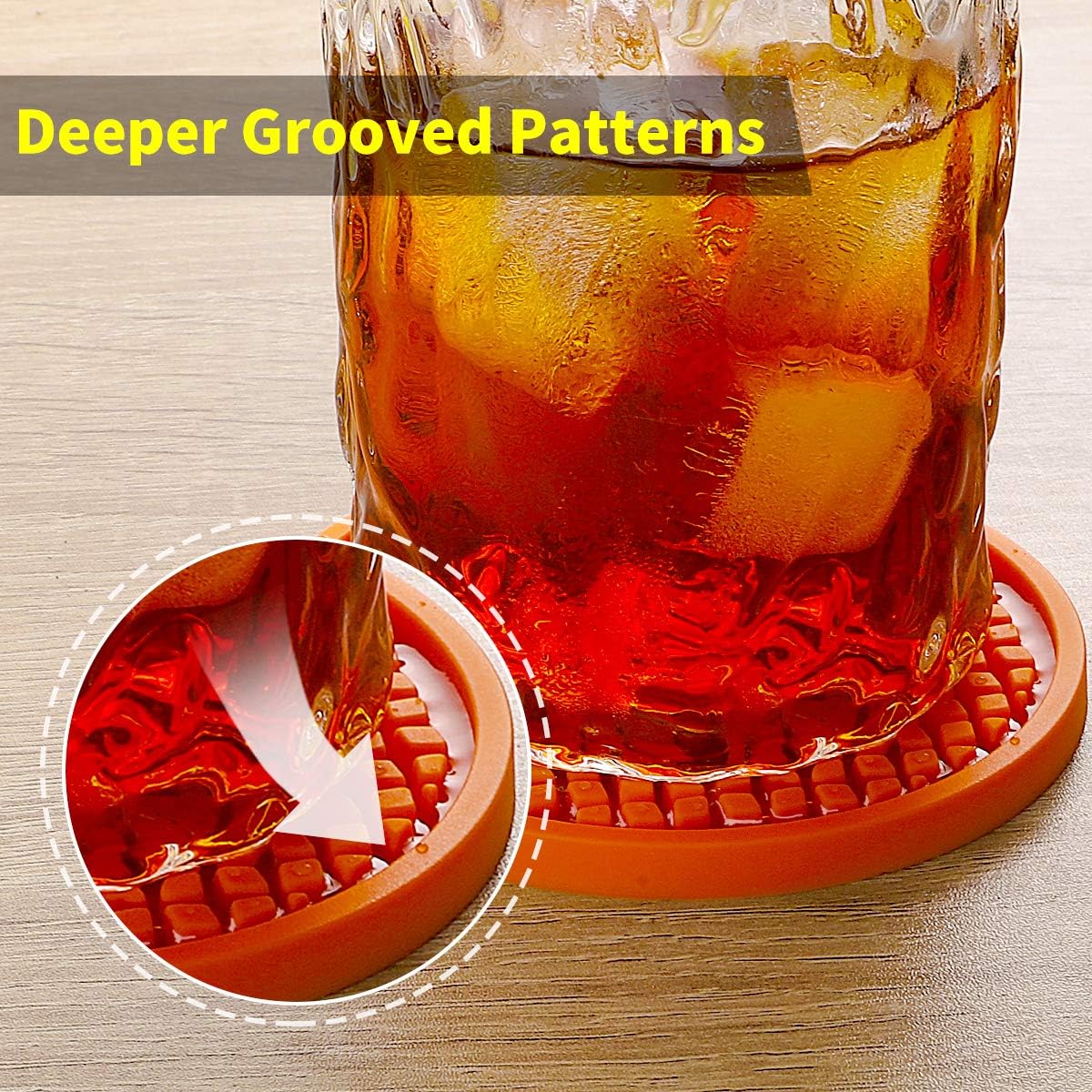 ME.FAN Silicone Coasters [6 Pack] Thickened Drink Coasters with Holder - Cup Mat - Non-Slip, Non-stick, Stay Put, Deep Tray - Prevents Furniture and Tabletop Damages(Deep Purple)