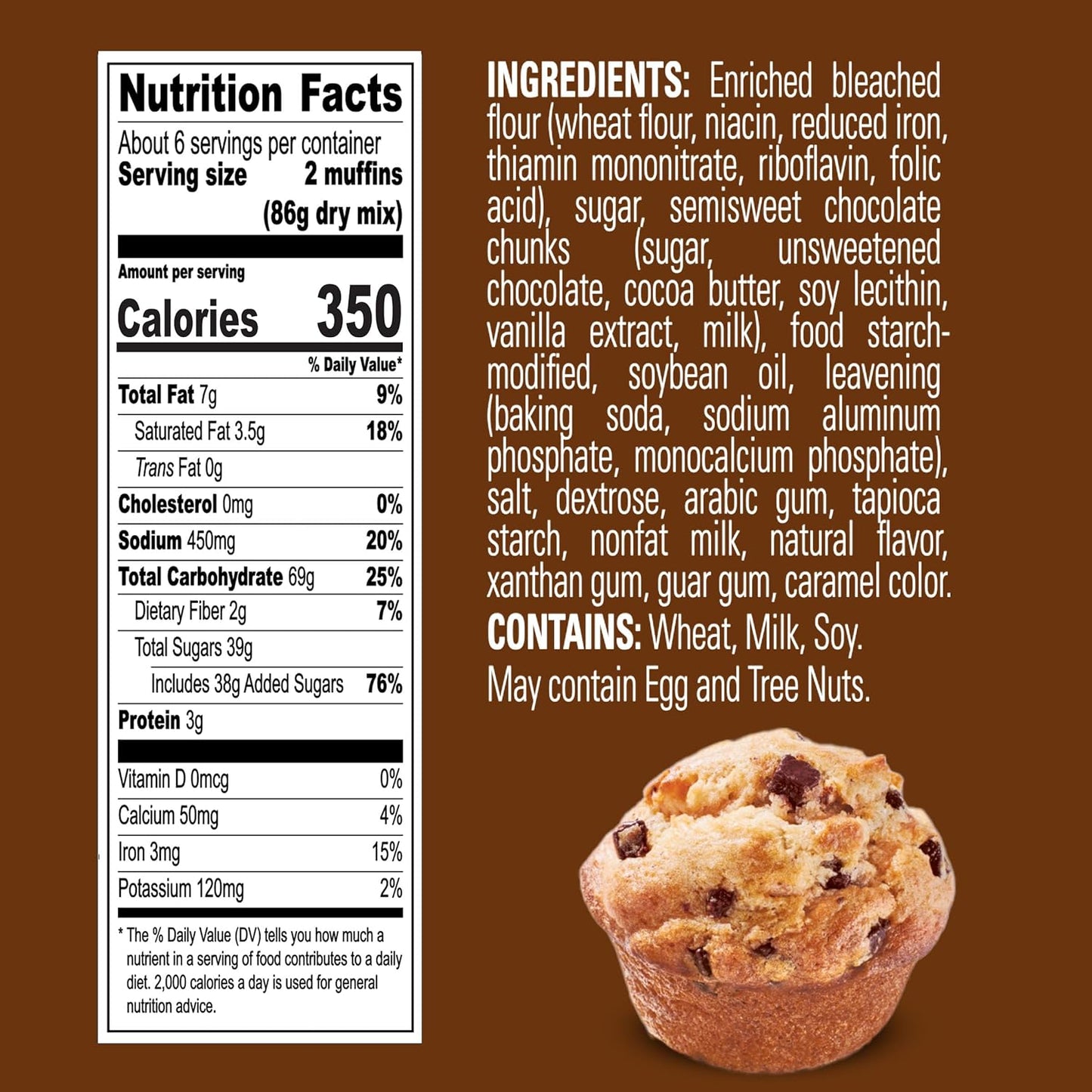 Krusteaz Chocolate Chunk Muffin Mix, With Real Chocolate, No Artificial Flavors or Preservatives, 18.25-ounce Boxes (Pack of 12)