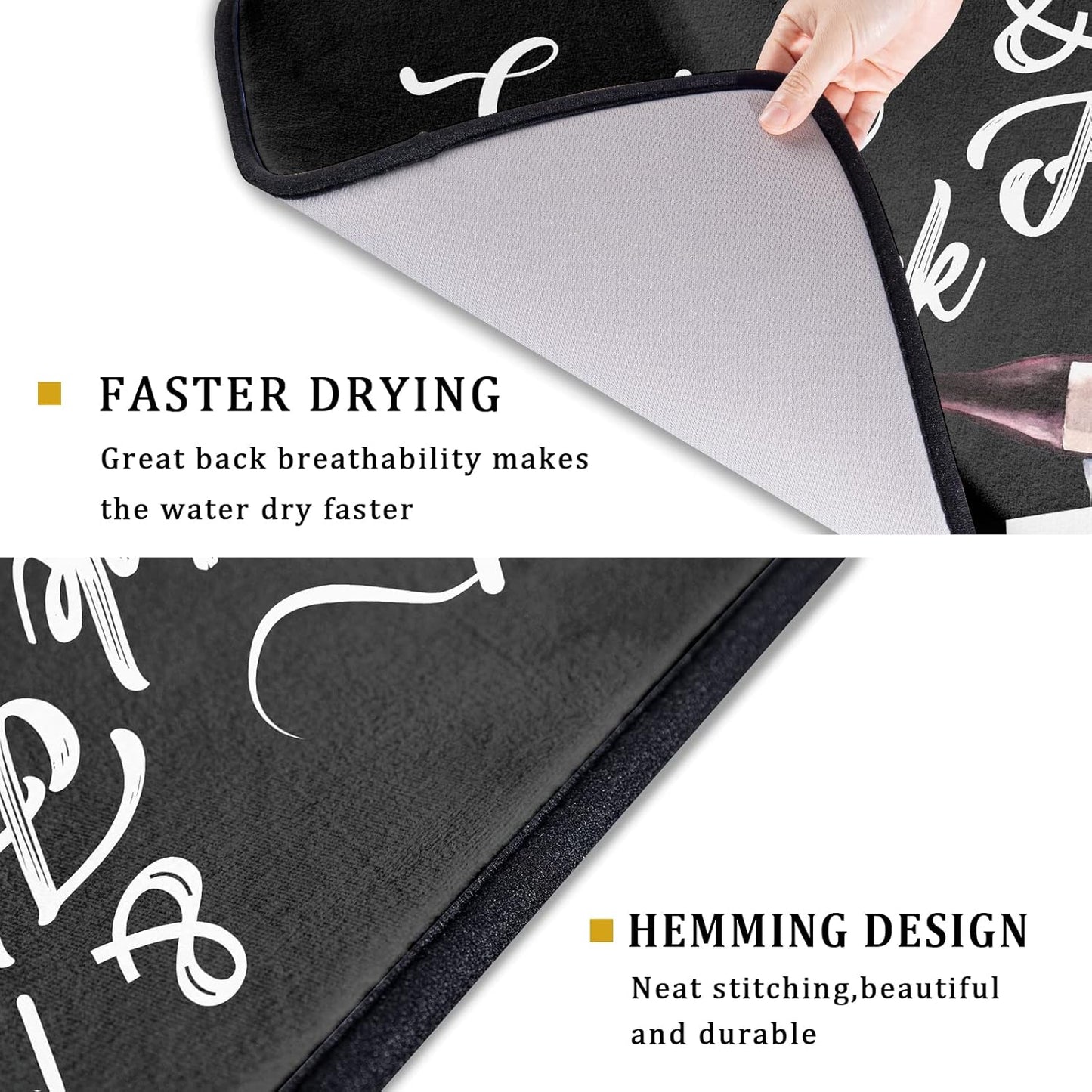 Bistro Fat Chef Dish Drying Mat 18x24 Anti Fatigue Wine Plump Italian Red Glass Drainer Mat Black White Chubby Pasta Cook Check Dishes Pad Buffalo Plaid Dish Drainer Rack Mats Kitchen Decor