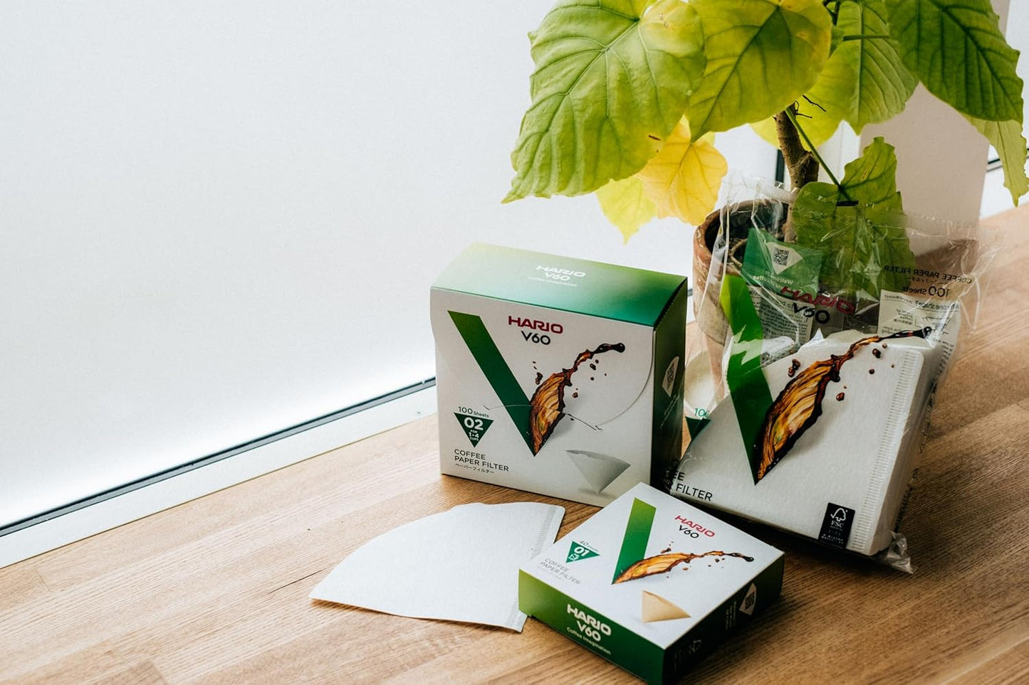 Hario V60 Paper Coffee Filter, Size 02, Natural, 200ct