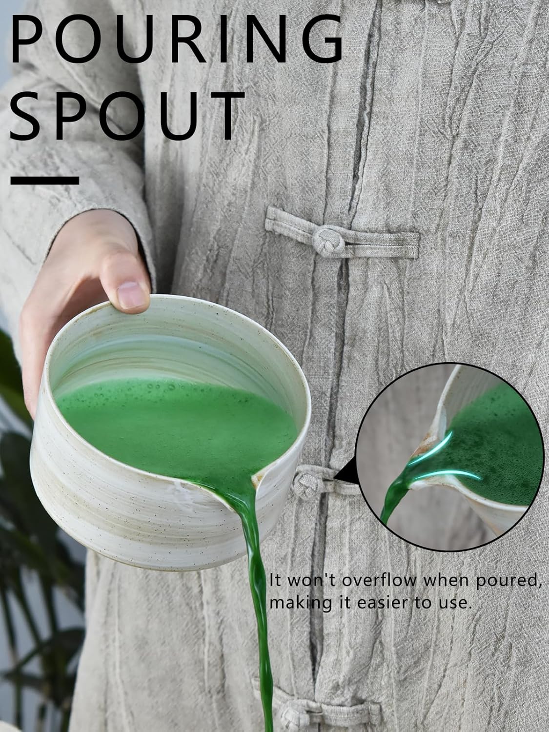 Artcome Matcha Bowl Set with Spout – Handmade Ceramic Chawan, Bamboo Whisk, Whisk Holder, Tea Scoop, and Matcha Manual – Japanese Tea Ceremony Set