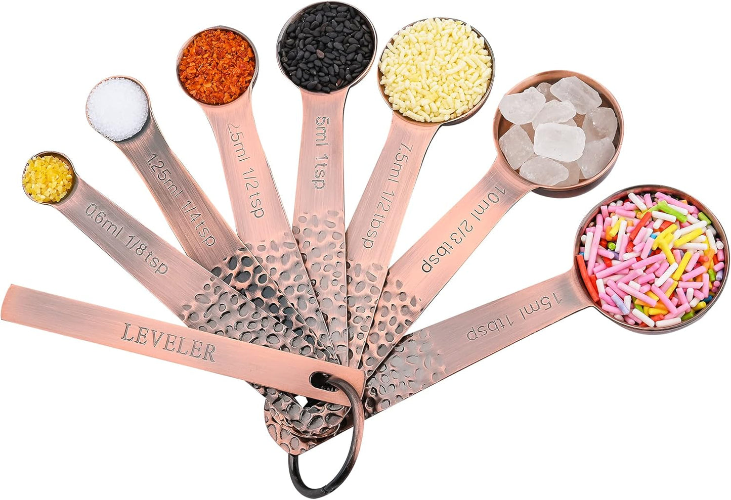 Copper & Stainless Steel Measuring Set - 6 Cups & 7 Spoons with Leveler