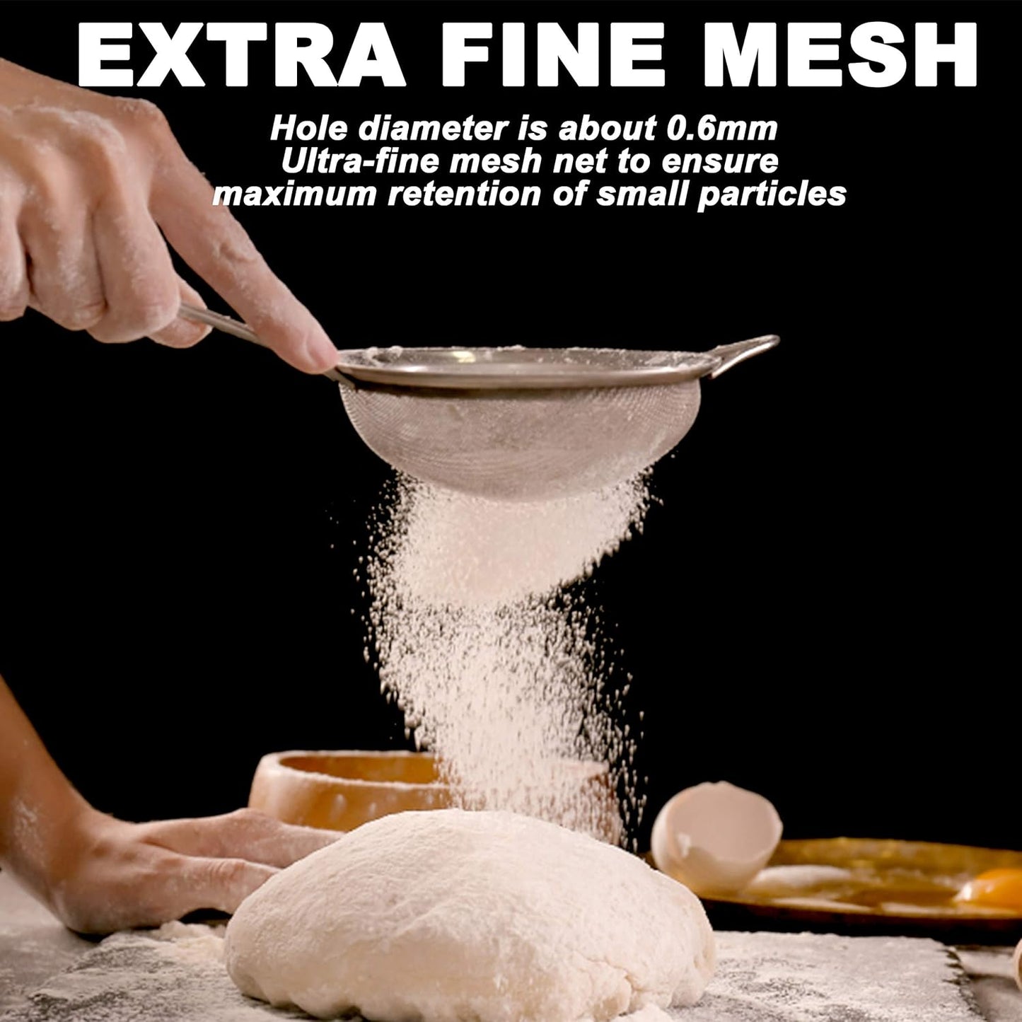 Anaeat Fine Mesh Strainers - Premium Stainless Steel Colander Sieve Sifters, with Durable Mesh and Sturdy Handle, Excellent for Sifting Dry ingredients, Flour, Pastas, Rice, Tea (3.94"）