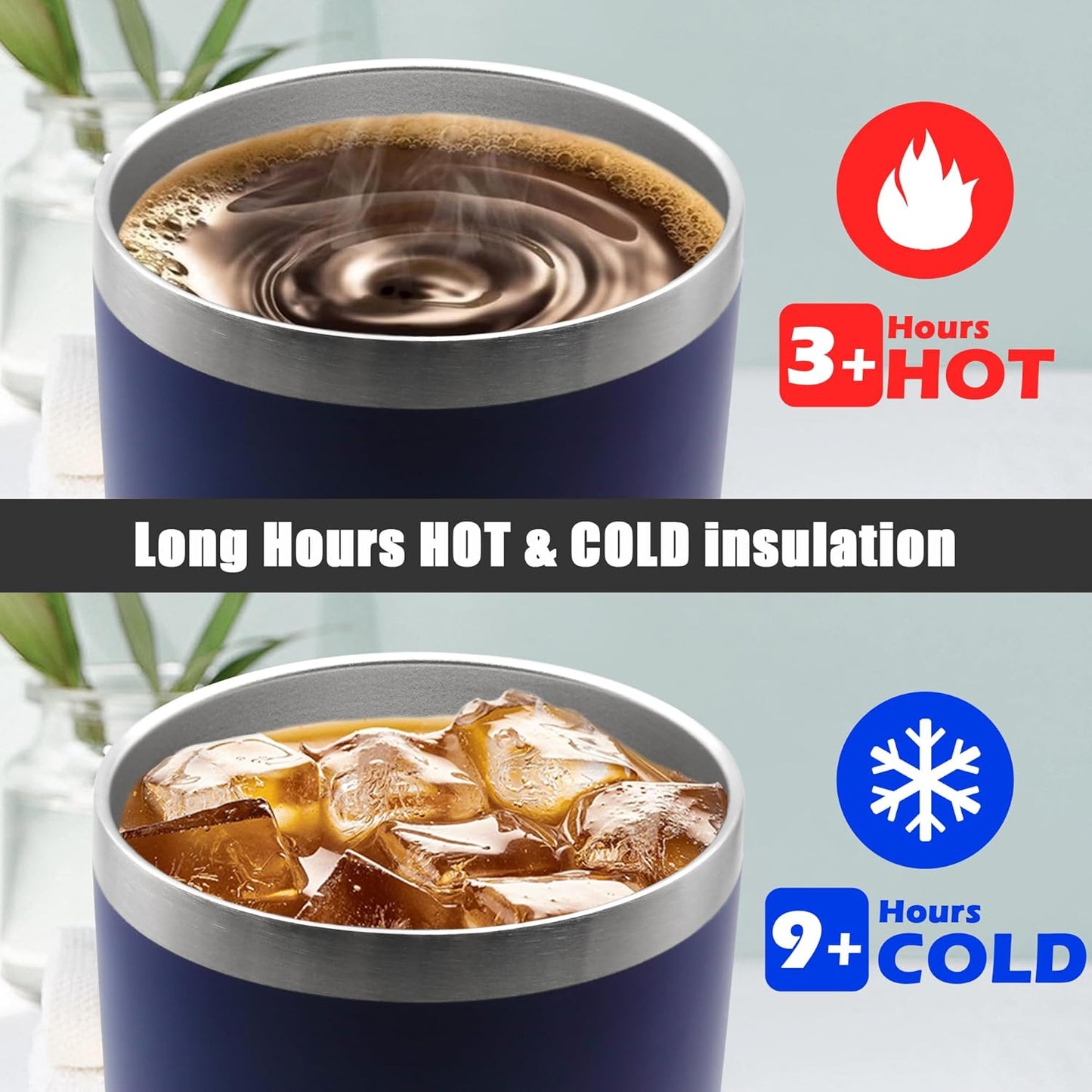 20 oz Tumbler Coffee Tavel Tumblers Bulk with Lid Stainless Steel Double Wall Vacuum Insulated Mug Powder Coated Cups fit Car Cupholder for Hot and Cold - Navy, 12Pack