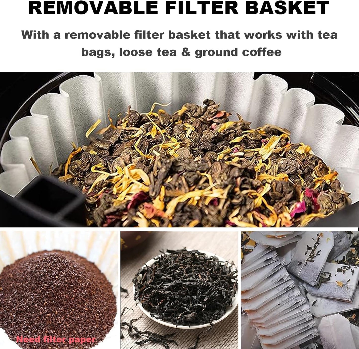 Iced Tea Maker and Iced Coffee Maker Brewing System with 2-quart Pitcher, Perfect For Fruit Infused Tea, Lemonade, Flavored Water (Black)