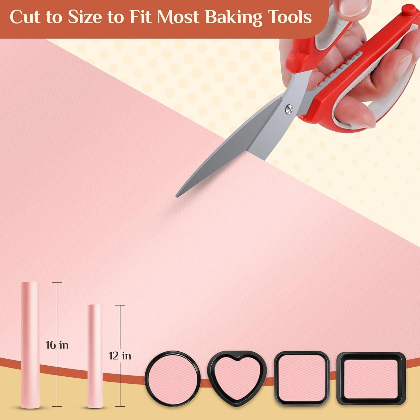 Silicone Baking Mat, 16 IN x 10 FT Free Cutting Baking Sheet, Non-Stick Reusable Dough & Pastry Mat, Non-Slip Silicone Mat Roll for Air Fryer Liner, Freeze Dryer, Oven Baking Pan, Kitchen Counter