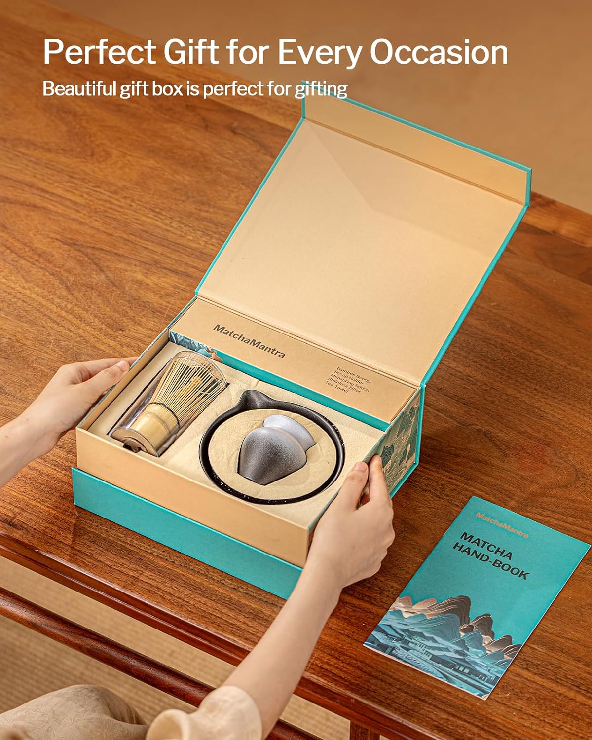 Artisan Matcha Whisk Set - 8 Pcs Premium Matcha Set with Bowl (Chawan), Bamboo Whisk & Tools | Matcha Kit for Making Breakfast/Latte | Gift for Matcha Lovers (Black)