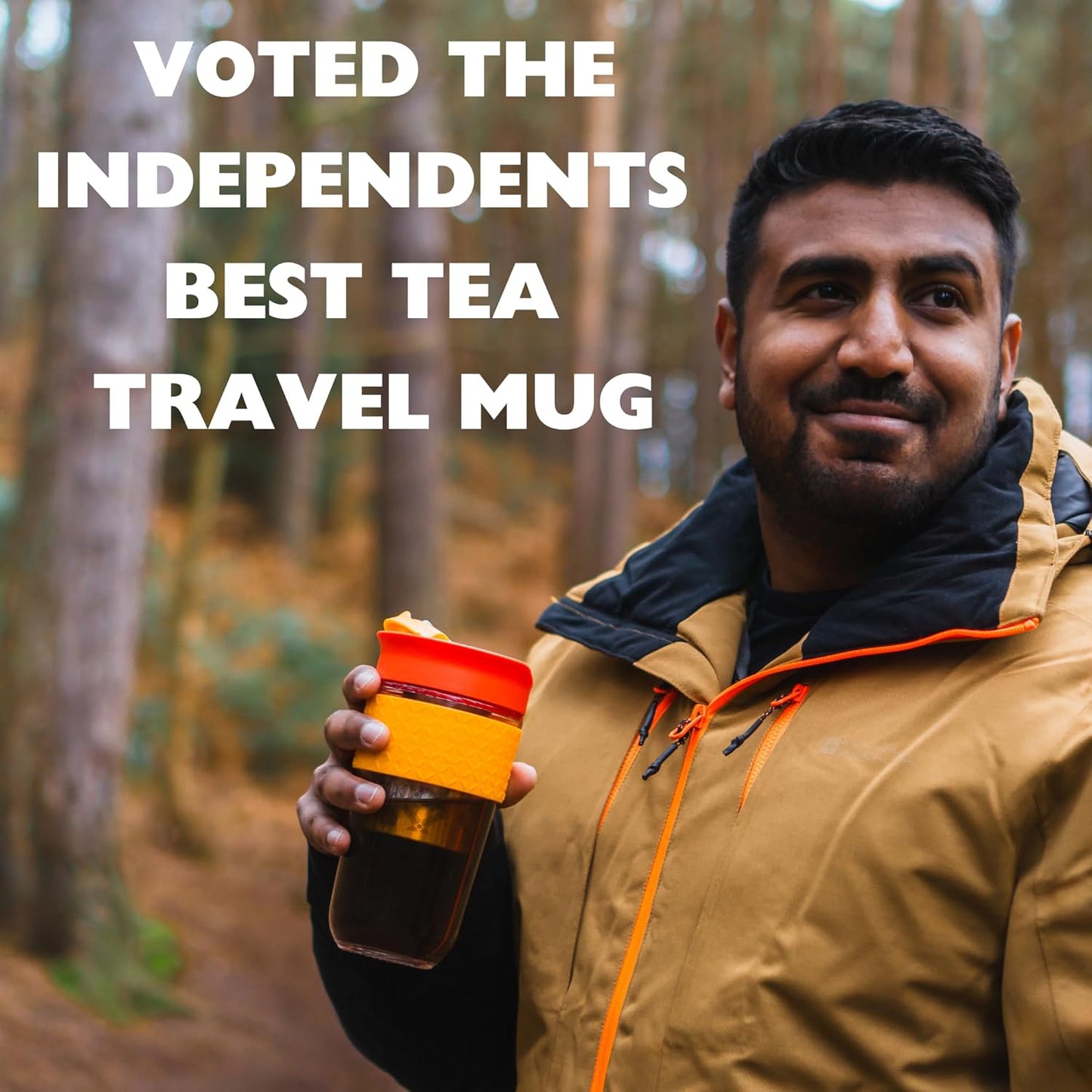 Large Travel Mug Loose Tea Infuser - Detachable Tea Strainer with Spill Proof Lid - 18oz/530ml BPA-Free Reusable Glass Travel Coffee Cup with Silicone Band (Pink) (Grey and Pink)