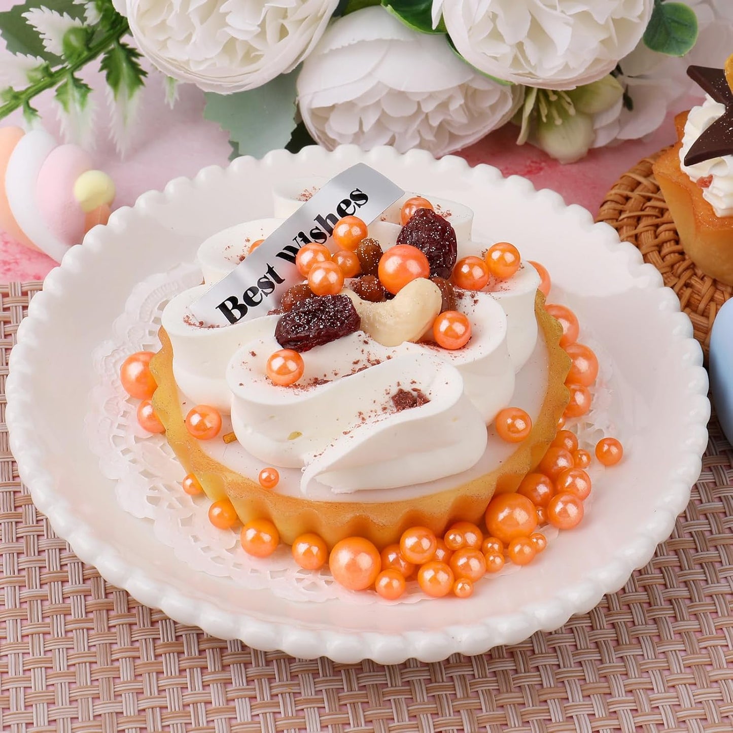 Orange Sprinkles for Cake Decorating, 6 Sizes Mix Edible Pearl Sugar for Baking Cookies Cupcake Donuts Topping, Wedding Parties Christmas Supplies 4.6 oz