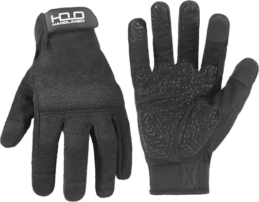 HANDLANDY Work Gloves for Men & Women, Utility Mechanic Working Gloves Touch Screen, Flexible Yard Work Gloves