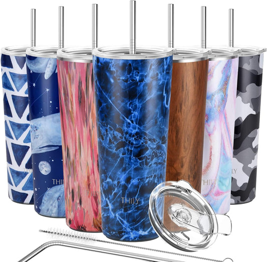 THILY Tumbler Stainless Steel Coffee Cup 26 oz Triple-Insulated Wide Mouth Travel Mug with Splash-Proof Lid, for Iced Drinks and Hot Beverage Smoothies Cup, Abysmal Sea