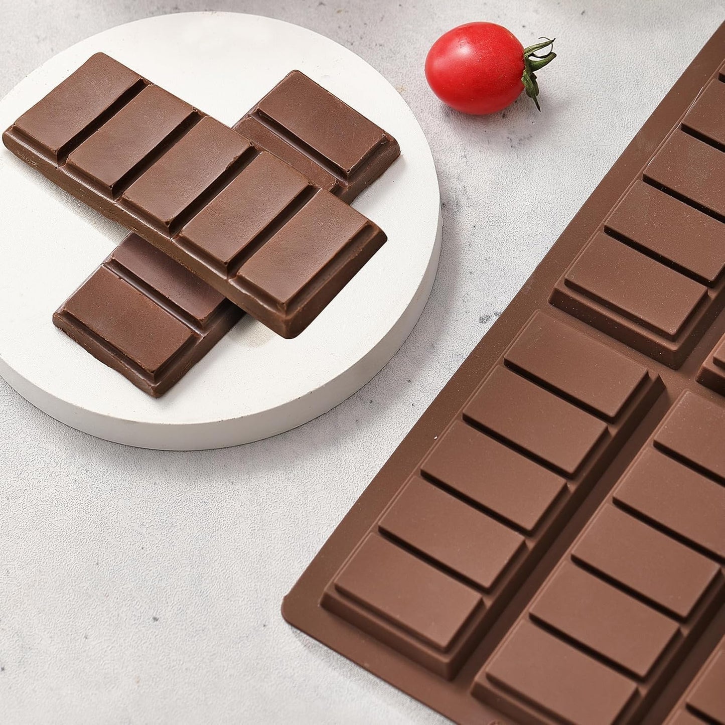 Deep Silicone Chocolate Bar Mold 2-Pack Break-Apart Design with 5 Snap Sections for Pistachio, Middle Eastern Desserts & Custom Candy Bars - Non-Stick, Food-Grade, Reusable Baking Molds