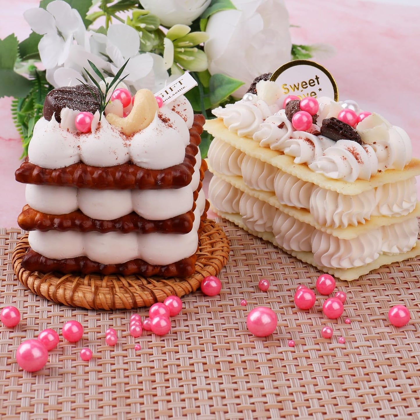 Pink Sprinkles for Cake Decorating, 6 Sizes Mix Edible Pearl Sugar Sprinkles for Baking Cupcake Cookies Ice Cream Topping Cake Decorations 4.6 oz