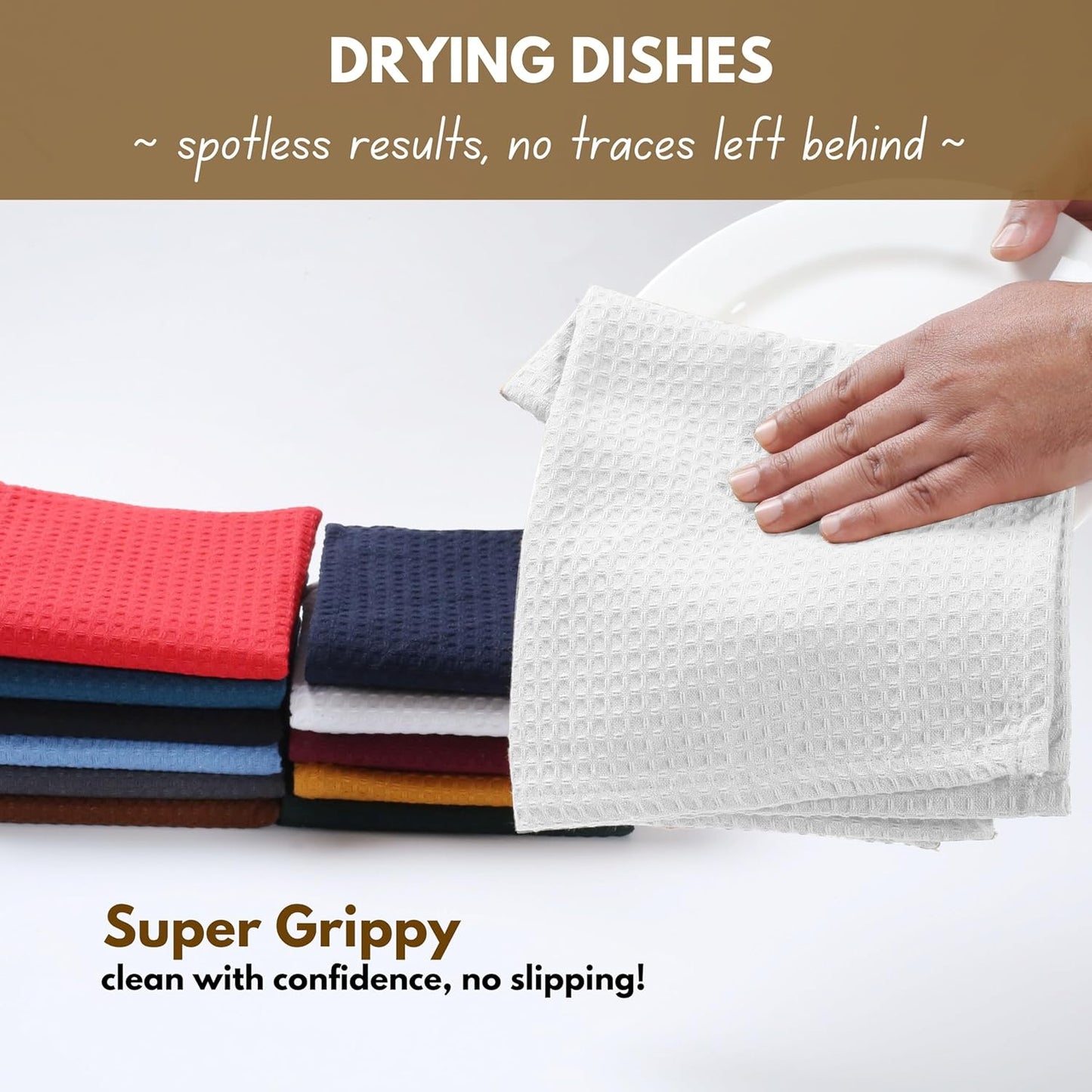 Native Fab Dish Towels & Dishcloths 8 Piece Set - 100% Cotton, Soft, Absorbent, Quick Drying Towel for Cleaning, Cooking, Baking - Machine Washable, Ideal for Home, Kitchen & Everyday Use - White