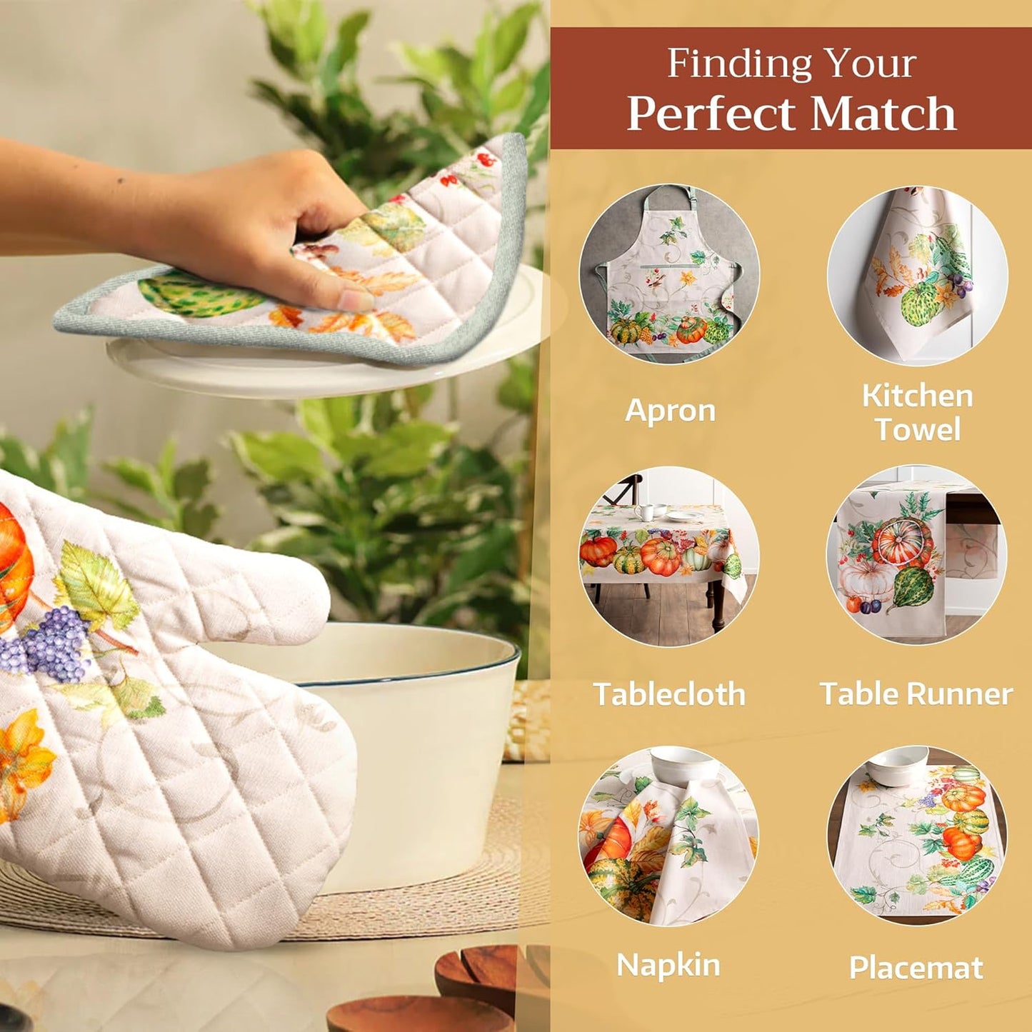 Maison d' Hermine Oven Gloves 100% Cotton Oven Mitt 7" x 13" with Loop Heat Resistant, BBQ, Cooking Gloves, Baking, Grilling, Kitchen, Handling Hot Pans (Pack of 1, Lumina)